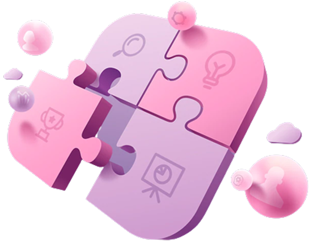 Ilustrasi orang menyusun puzzle melambangkan kemudahan manajemen organisasi dengan Ingetin